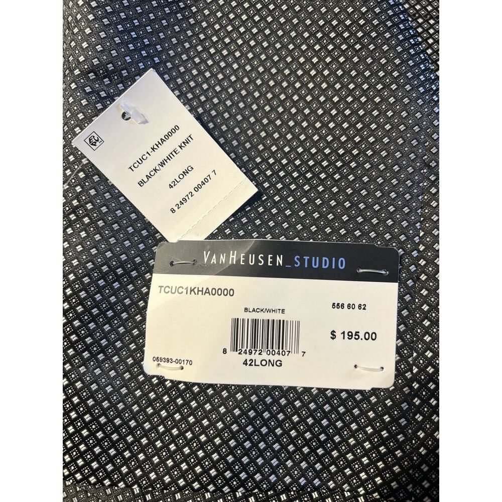 New Van Heusen Mens 42L Black White Geometric Tuxedo Dinner Jacket - Picture 14 of 15
